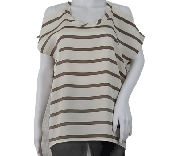 Chaser Tops - Chaser Striped Cold Shoulder Top